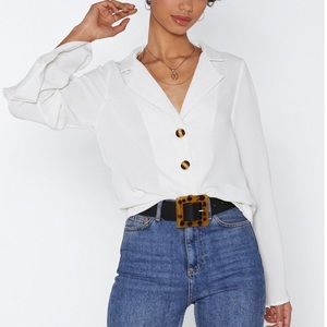 Ivory Oversized Button Down Blouse